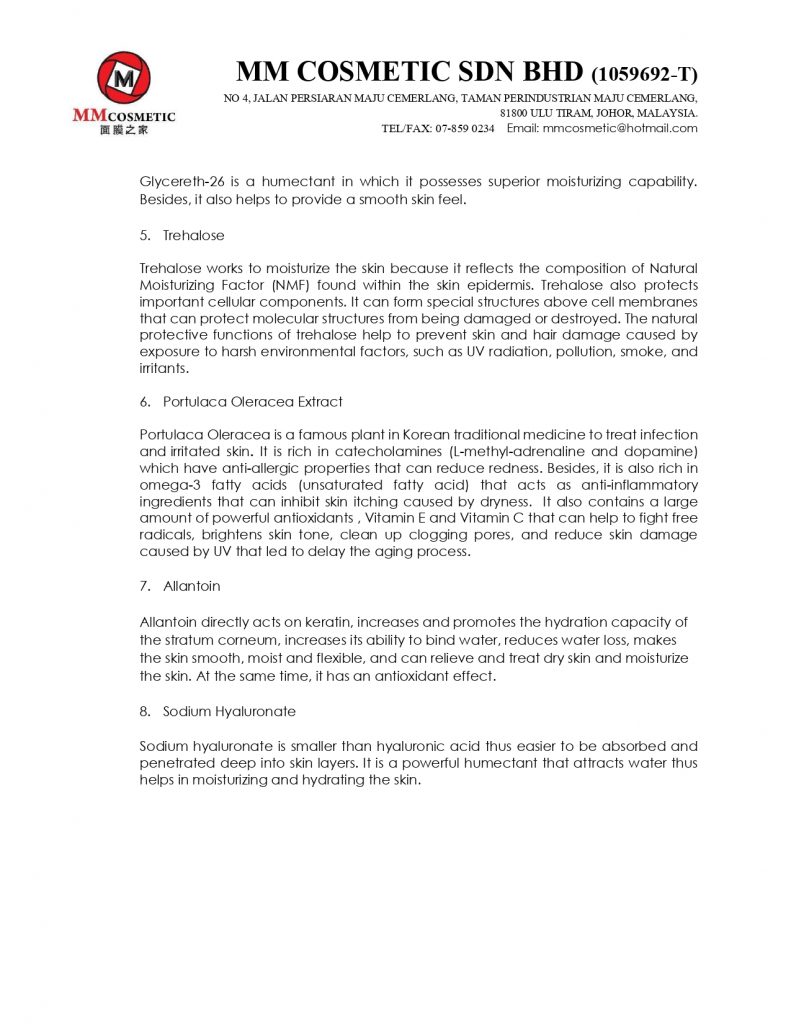 Product Information M8 N RD149F5 WHITENING MOISTURIZING PINK CREAM Page 0003